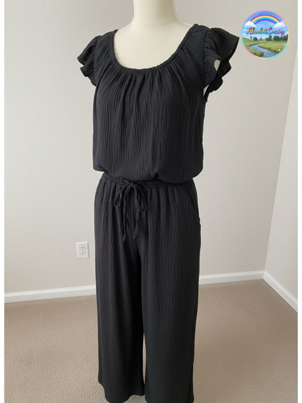 Dokotoo Women's Summer Jumpsuit Ruffle Sleeve Square Neck Wide Leg Romper